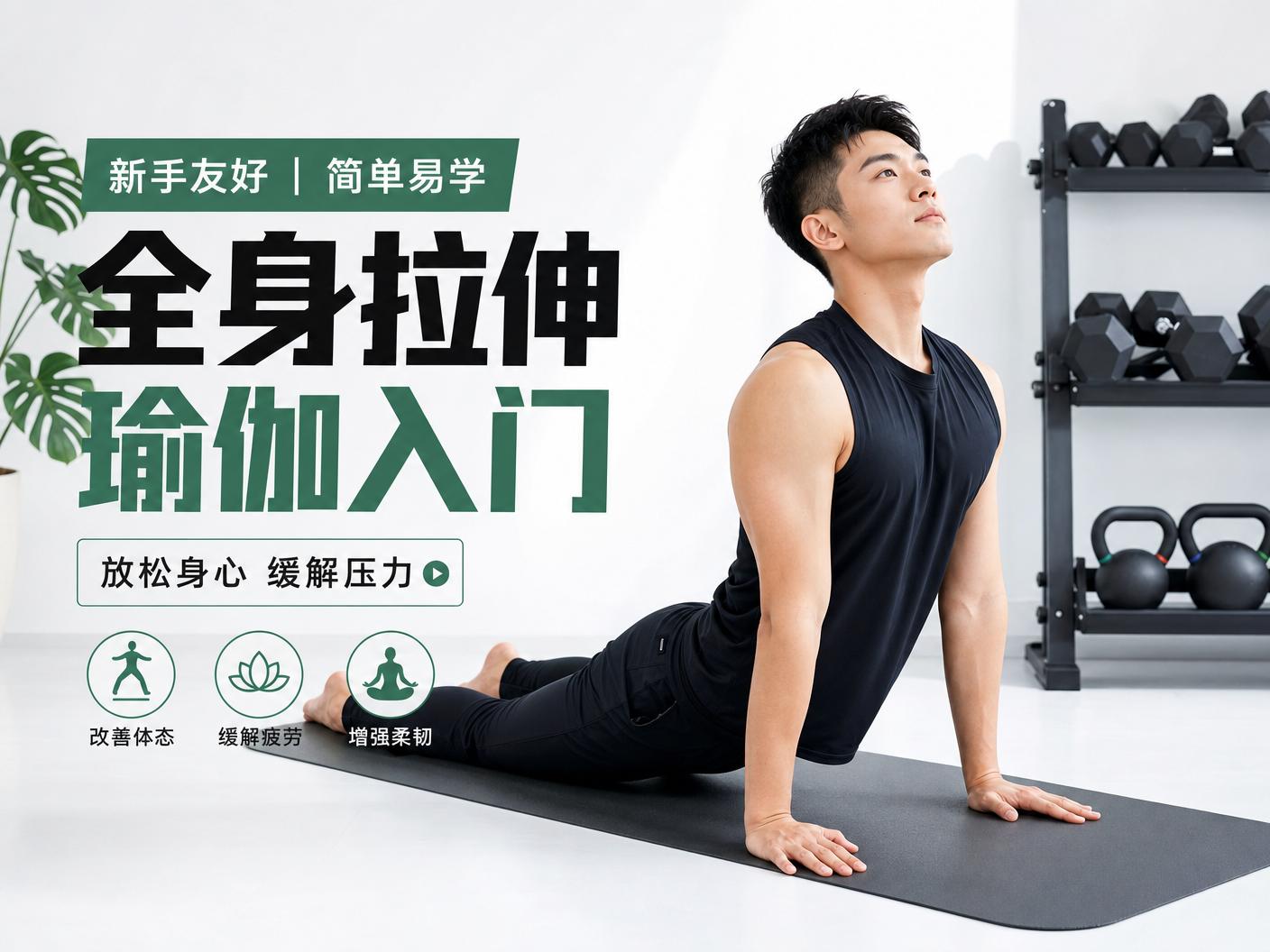 抖荫短视频-【抖荫短视频】全身拉伸瑜伽入门传媒教程，放松身心缓解压力